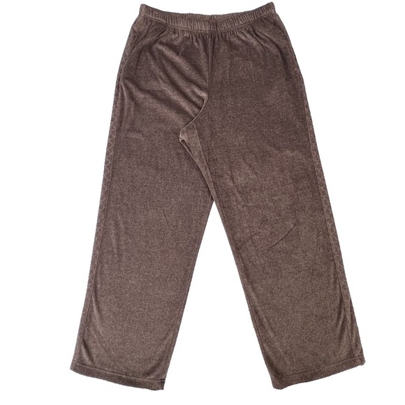 Alfred Dunner Pants - Alfred Dunner Womens 18 Brown Velour Pull On Pants Elastic Waist Pockets